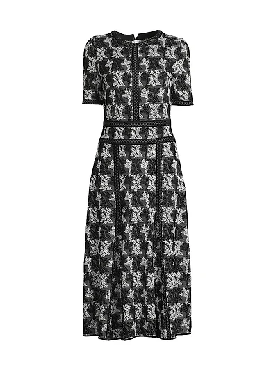 Intarsia-Knit Cotton Fit & Flare Midi-Dress