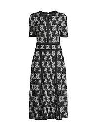 Intarsia-Knit Cotton Fit & Flare Midi-Dress