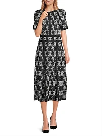 Intarsia-Knit Cotton Fit & Flare Midi-Dress