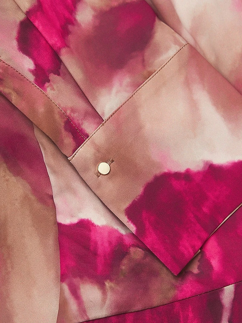 Watercolor Print Modern-Fit Midi-Dress