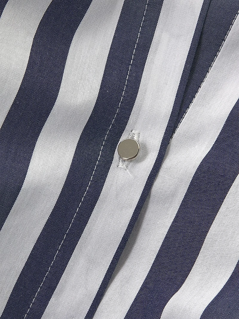 Pleated Striped Cotton Fit & Flare Midi-Dress