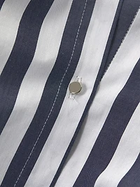 Pleated Striped Cotton Fit & Flare Midi-Dress