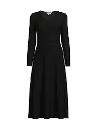 Ribbed Knit Modern-Fit Fit & Flare Midi-Dress