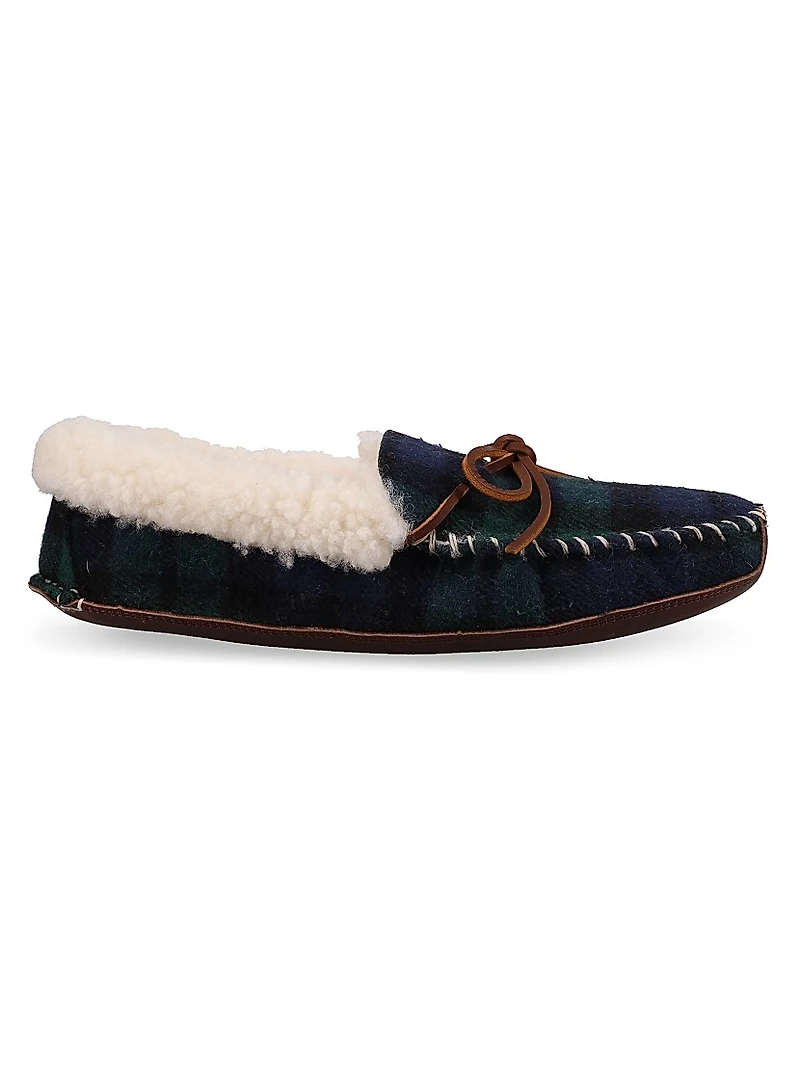 Yarmond Plaid Cotton & Shearling Slippers