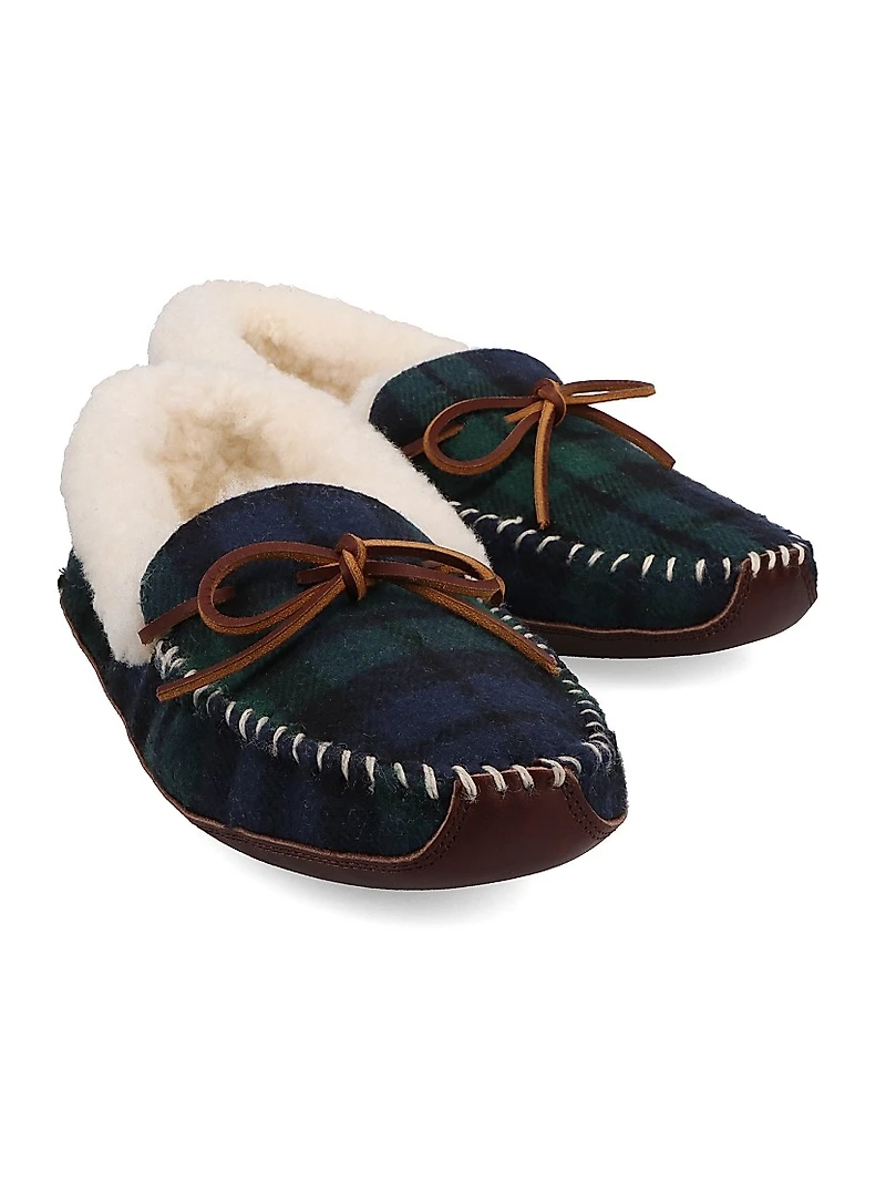 Yarmond Plaid Cotton & Shearling Slippers