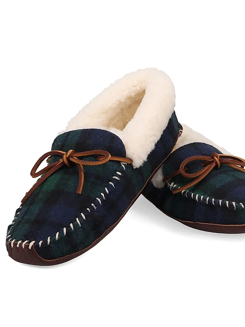 Yarmond Plaid Cotton & Shearling Slippers