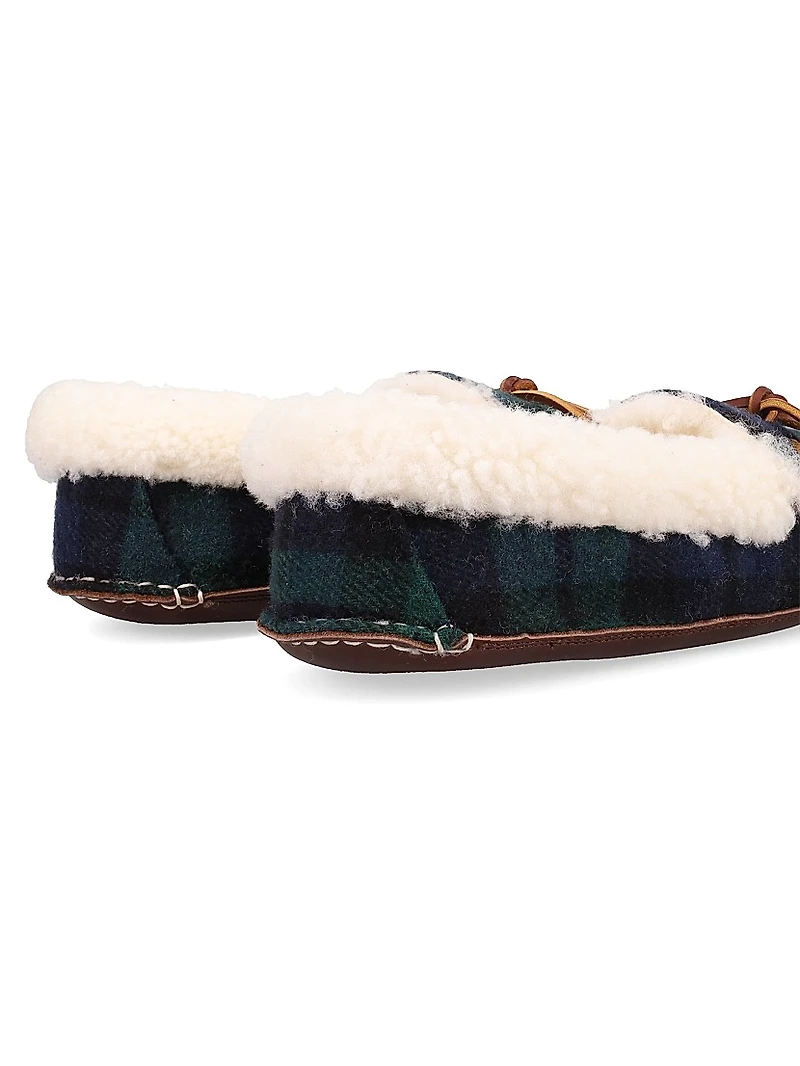 Yarmond Plaid Cotton & Shearling Slippers