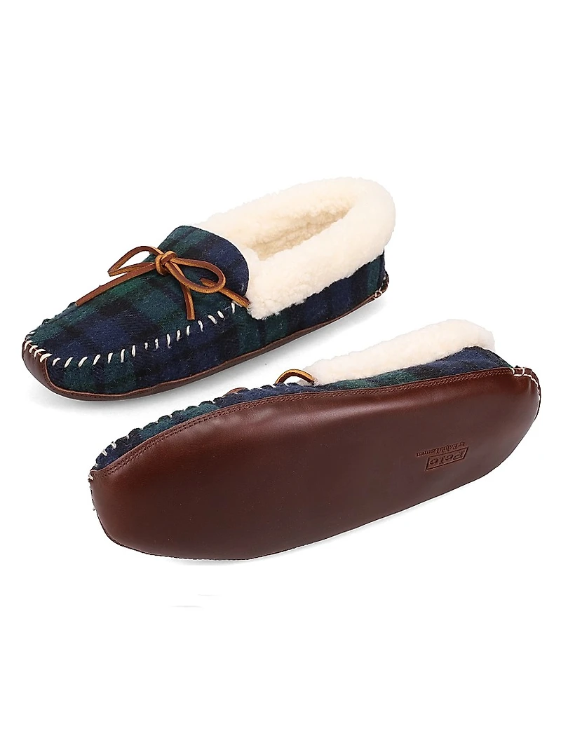 Yarmond Plaid Cotton & Shearling Slippers