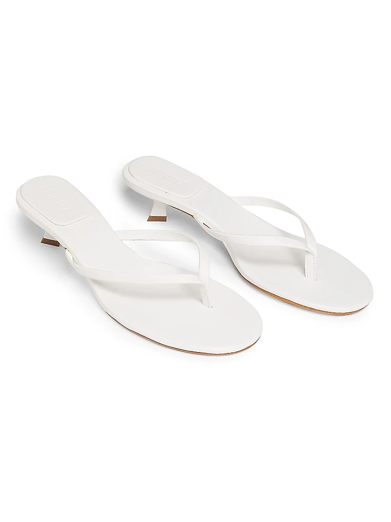 Carolyn Leather Kitten-Heel Sandals