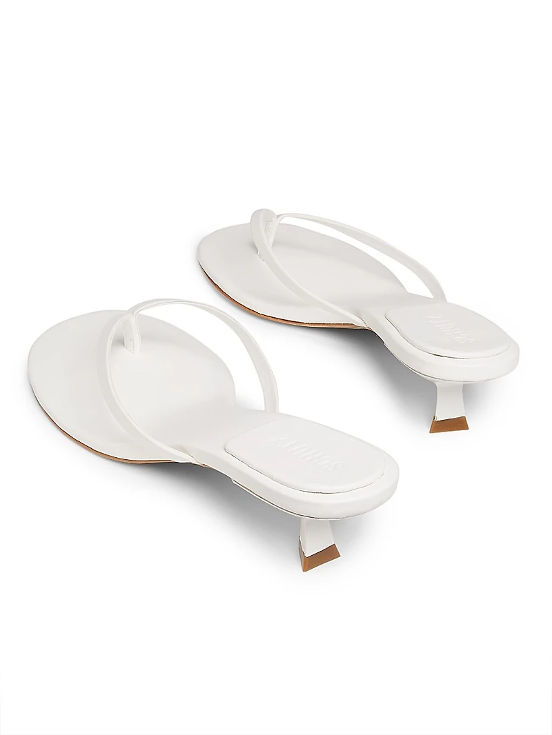 Carolyn Leather Kitten-Heel Sandals