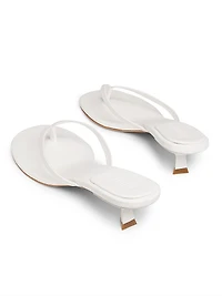 Carolyn Leather Kitten-Heel Sandals