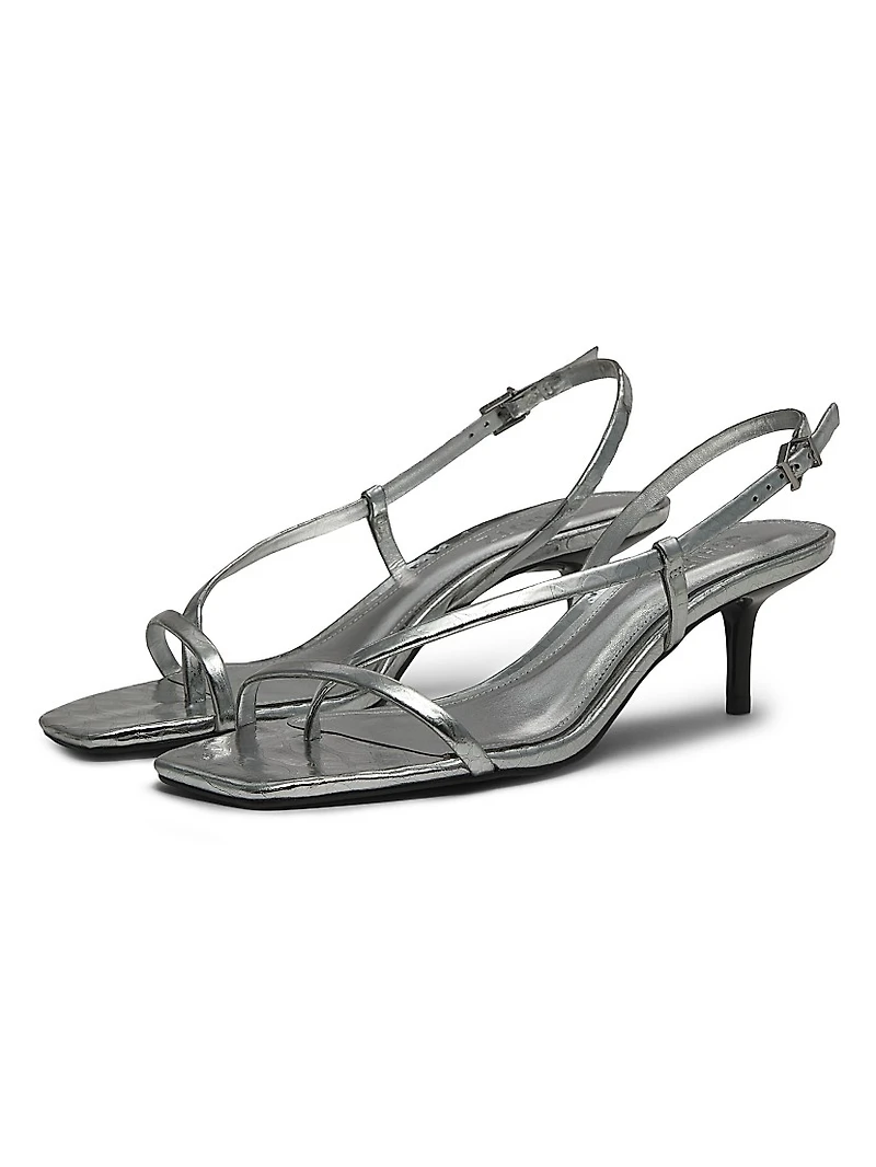 Heloise 55MM Metallic Leather Strappy Slingback Sandals