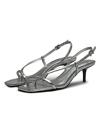 Heloise 55MM Metallic Leather Strappy Slingback Sandals