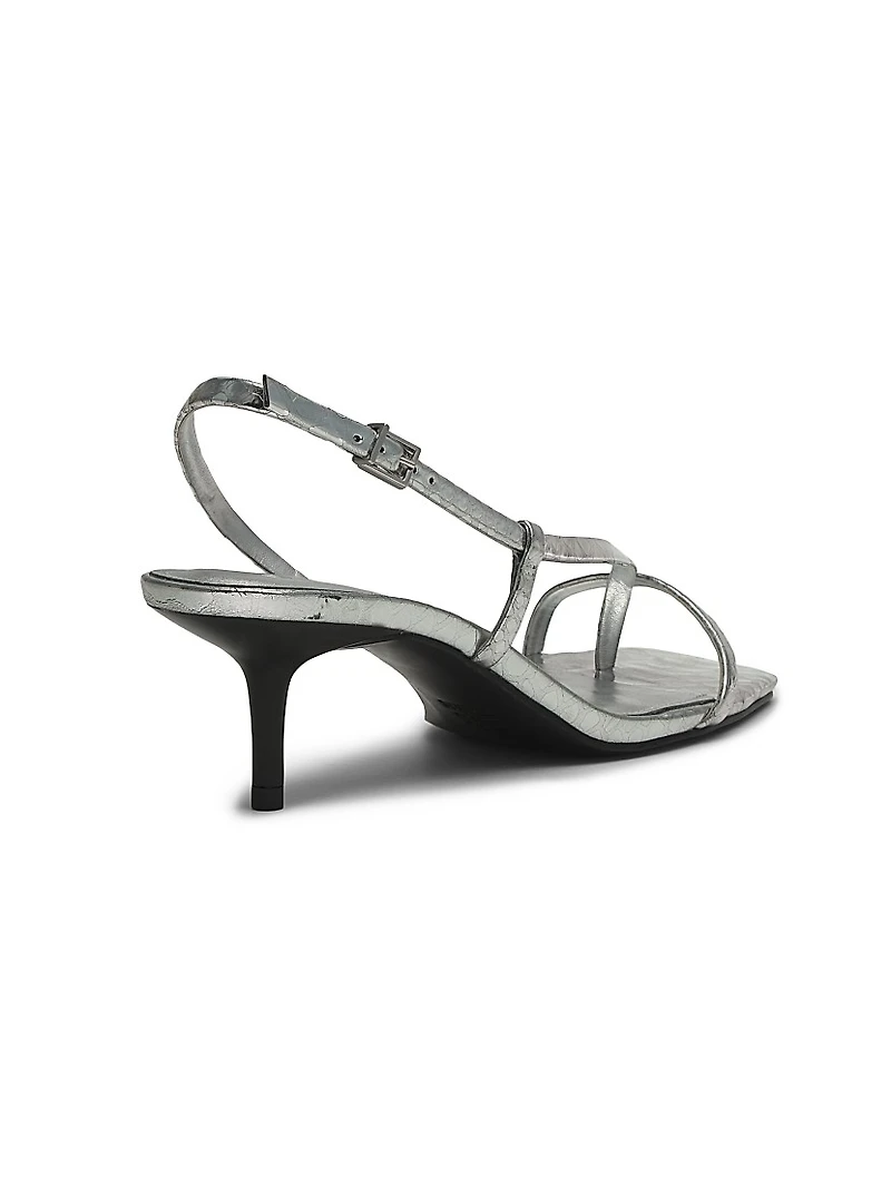 Heloise 55MM Metallic Leather Strappy Slingback Sandals