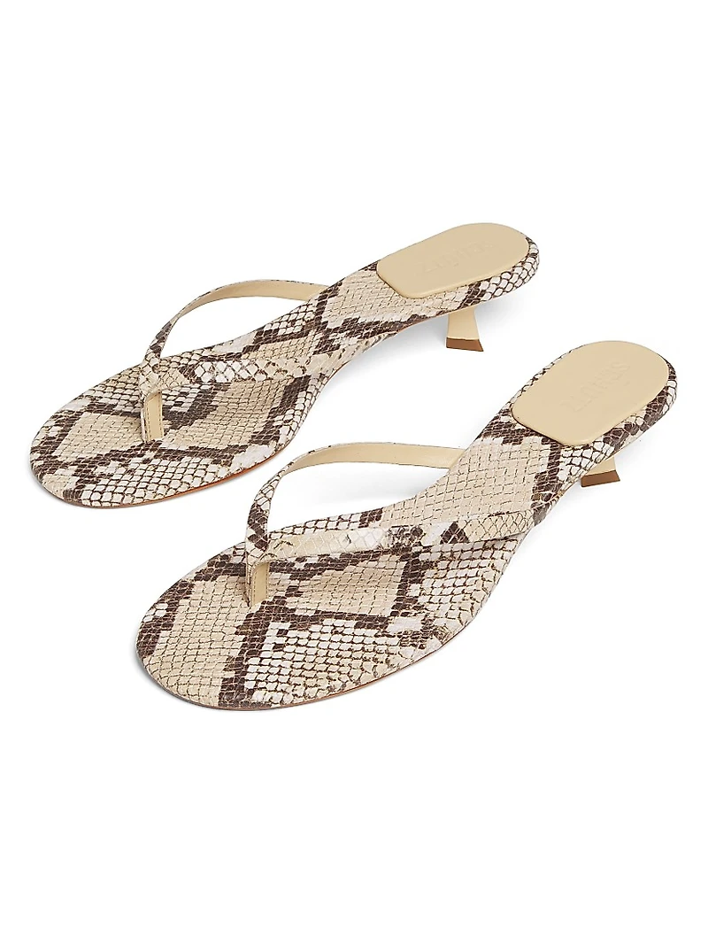 Carolyn Snake-Print Leather Sandals