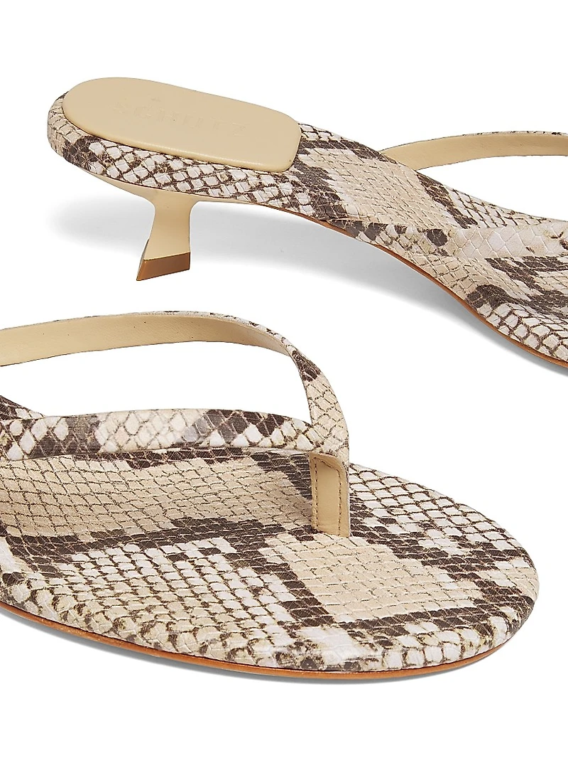 Carolyn Snake-Print Leather Sandals