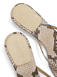 Carolyn Snake-Print Leather Sandals