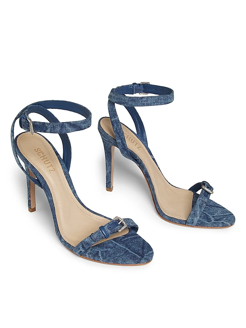 Aurora Denim High-Heel Sandals