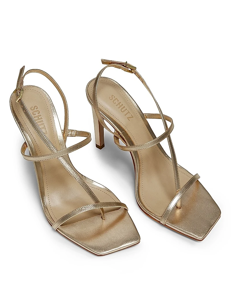 Heloise 100MM Metallic Leather Sandals