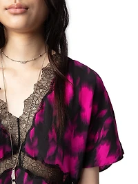 Tzar Floral Silk Lace-Trim Top