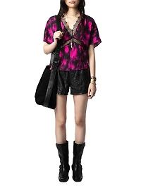 Tzar Floral Silk Lace-Trim Top