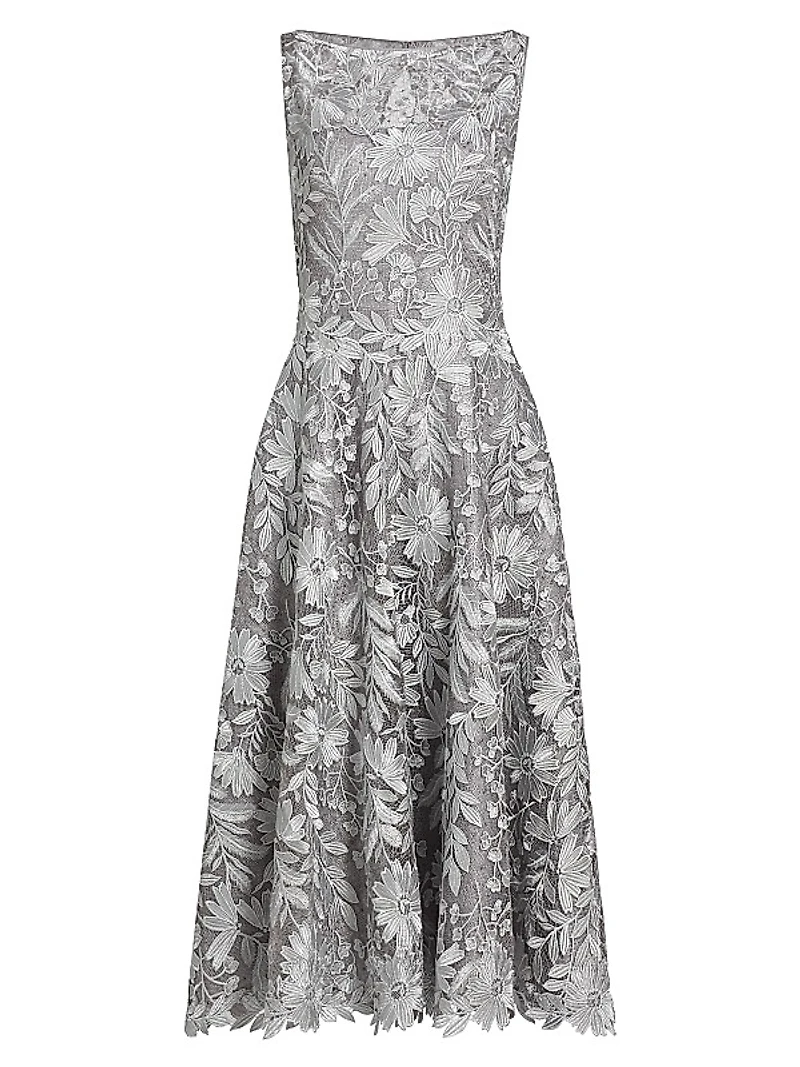 Floral Lace Cocktail Midi-Dress