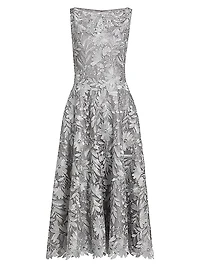 Floral Lace Cocktail Midi-Dress