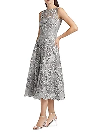 Floral Lace Cocktail Midi-Dress