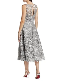 Floral Lace Cocktail Midi-Dress