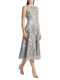 Floral Lace Cocktail Midi-Dress