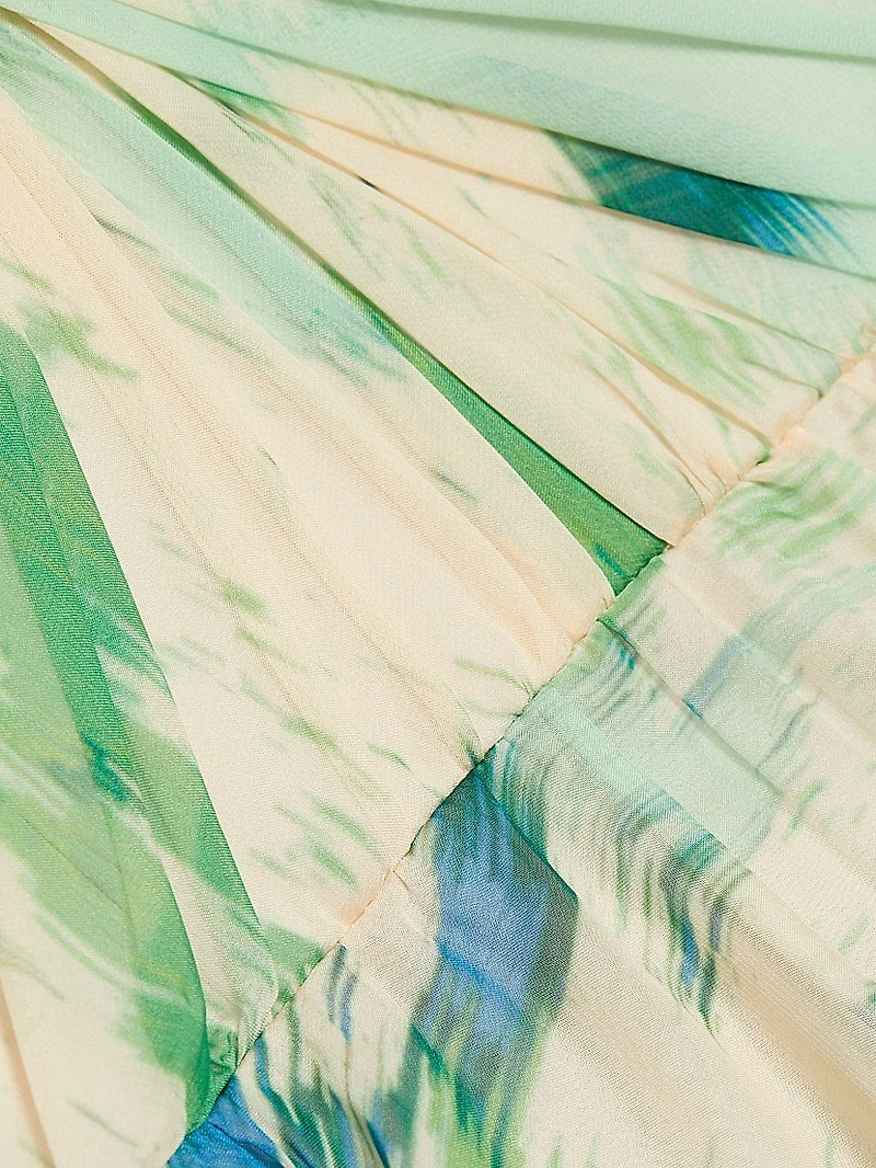 Printed One-Shoulder Gown