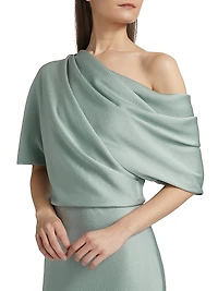 Satin Draped One-Shoulder Column Gown