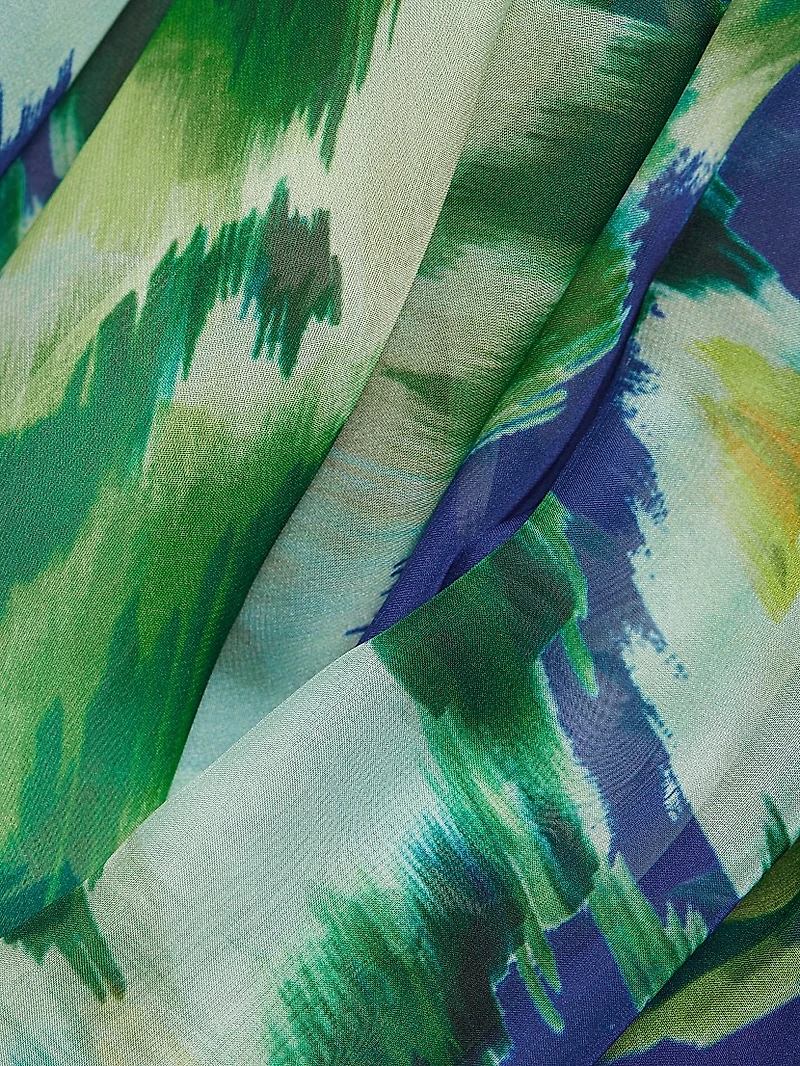 Abstract Floral Chiffon Gown