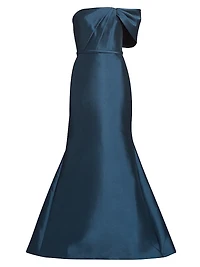 Pleated Taffeta Strapless Gown