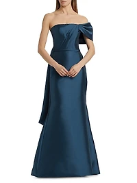 Pleated Taffeta Strapless Gown