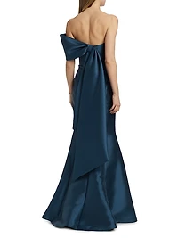 Pleated Taffeta Strapless Gown