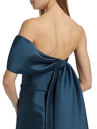 Pleated Taffeta Strapless Gown