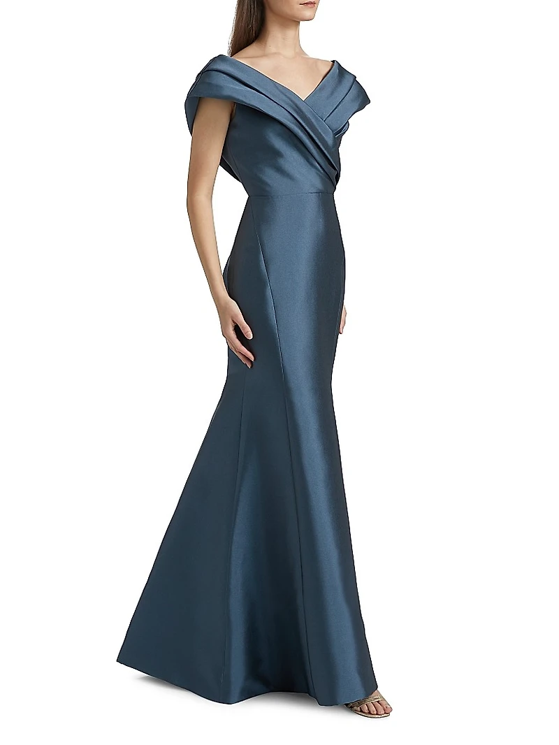 Pleated Off-The-Shoulder Gown