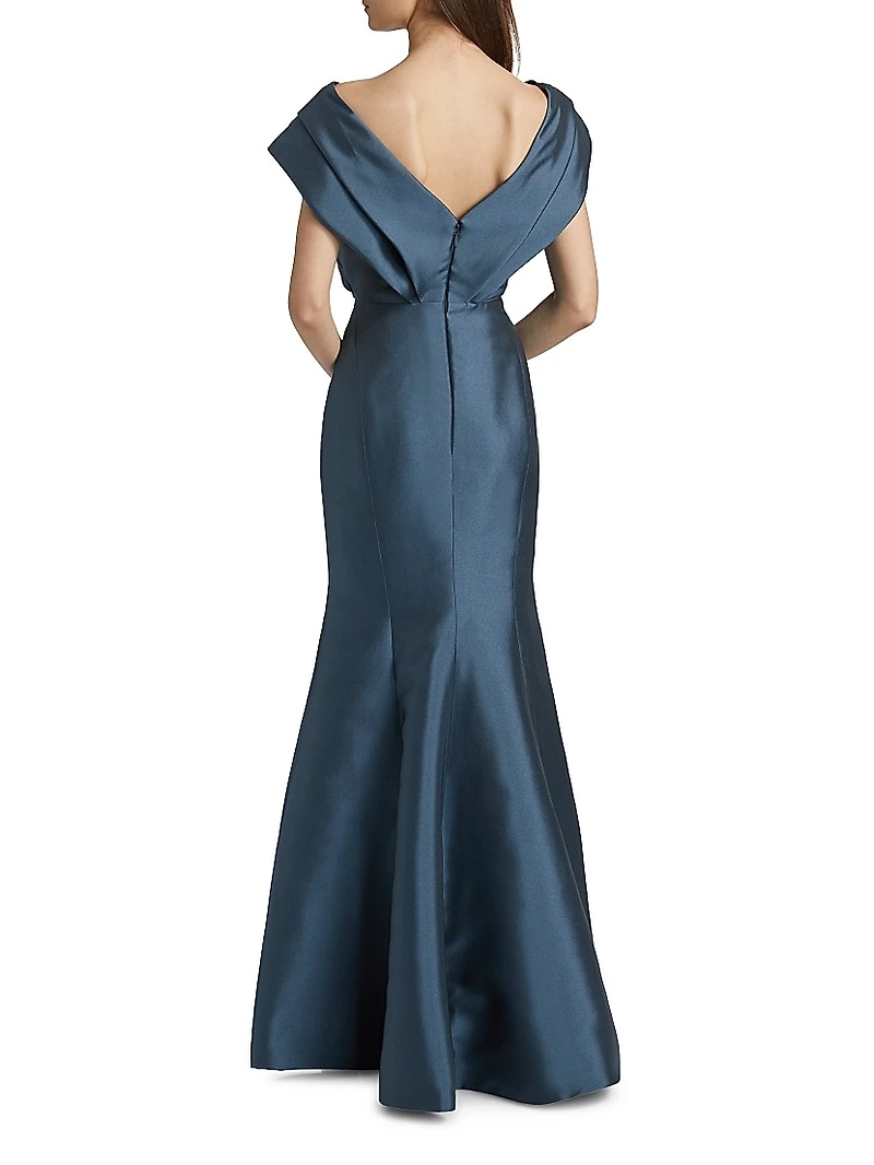 Pleated Off-The-Shoulder Gown