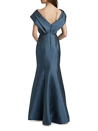 Pleated Off-The-Shoulder Gown
