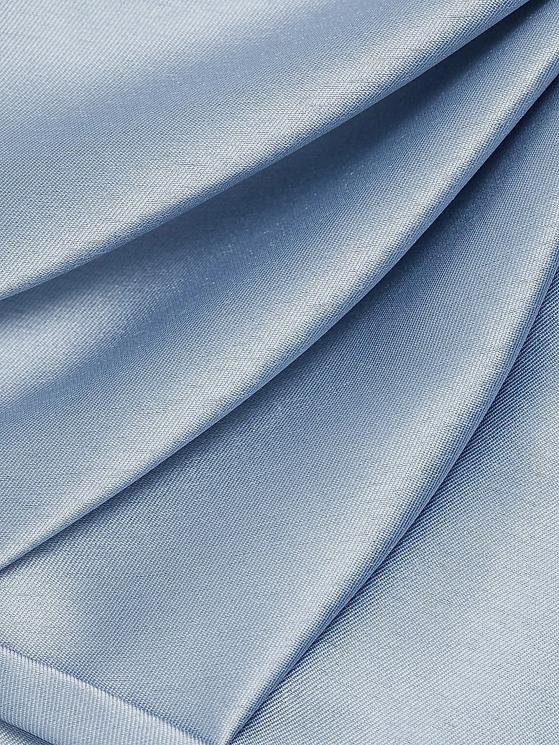 Satin Draped-Shoulder Cocktail Dress