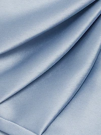 Satin Draped-Shoulder Cocktail Dress