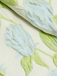 Floral Jacquard Off-The-Shoulder Cocktail Dress