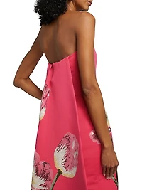 Sequined Floral Strapless Gown
