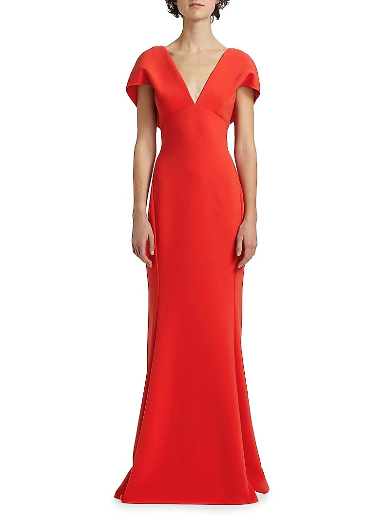 Crêpe V-Neck Mermaid Gown