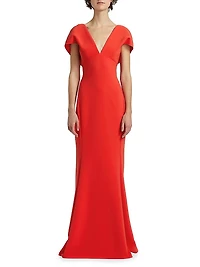 Crêpe V-Neck Mermaid Gown