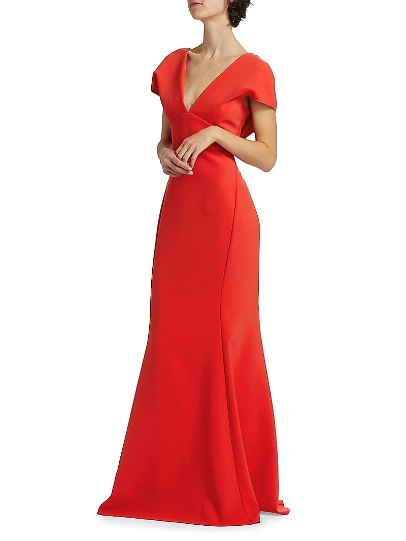 Crêpe V-Neck Mermaid Gown