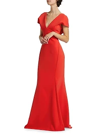 Crêpe V-Neck Mermaid Gown