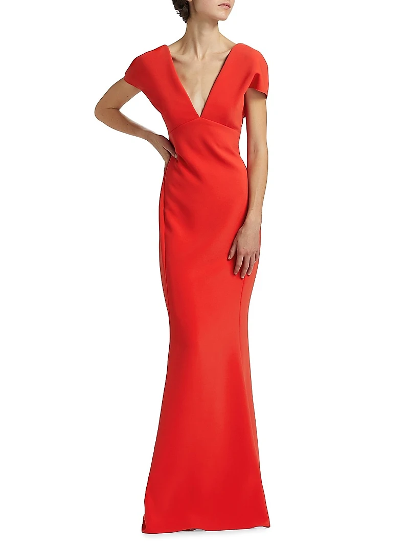 Crêpe V-Neck Mermaid Gown