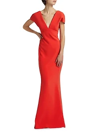 Crêpe V-Neck Mermaid Gown